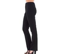 WearAll Women Bootleg Work Trousers Boot Cut High Rise Stretch Ribbed Pull On Bottoms Elasticated Waist Ladies Pants Black Long 18