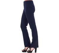 WearAll Women Bootleg Work Trousers Boot Cut High Rise Stretch Ribbed Pull On Bottoms Elasticated Waist Ladies Pants Navy Short 12