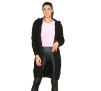 WearAll Women Cable Knitted Oversized Long Hooded Cardigan Maxi Ladies Chunky Jumper Cape Open Front Collarless Knit Top Size 8-16