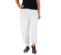 WearAll Women Harem Trouser Alibaba Plain Printed Elactic Waist Hippie Pyjama Bottoms Loose Fit Baggy Pilates Yoga Pants and Summer Hareem Trousers White Plain 24-26
