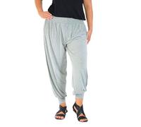 WearAll Women Harem Trouser Alibaba Plain Printed Elactic Waist Hippie Pyjama Bottoms Loose Fit Baggy Pilates Yoga Pants and Summer Hareem Trousers Silver Plain 20-22