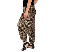 WearAll Women Harem Trouser Alibaba Plain Printed Elactic Waist Hippie Pyjama Bottoms Loose Fit Baggy Pilates Yoga Pants and Summer Hareem Trousers Brown Leopard 20-22