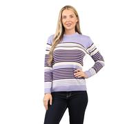 WearAll Women Knitted Jumper Long Sleeve Striped Pattern Crew Neck Ladies Sweater Pull Over Jacquard Top Lilac S/M