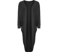 WearAll Women Short Batwing Sleeve Ladies Long Dip Hem Open Cardigan Shrug Top - Black - 12-14