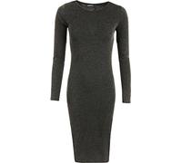 WearAll Womens Bodycon Stretch Plain Long Sleeve Ladies Round Neck Midi Dress 8-14