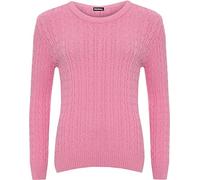 WearAll Women's Cable Knit Long Sleeve Top Ladies Jumper Sweater - Dusky Pink - 8-10