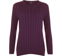 WearAll Women's Cable Knit Long Sleeve Top Ladies Jumper Sweater - Purple - 8-10