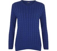 WearAll Women's Cable Knit Long Sleeve Top Ladies Jumper Sweater - Royal Blue - 20-22