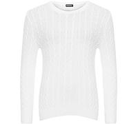 WearAll Women's Cable Knit Long Sleeve Top Ladies Jumper Sweater - White - 12-14