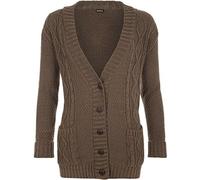 WearAll Womens Cable Knitted Button Cardigan Long Sleeve Ladies Boyfriend Top - Mocha - 12/14
