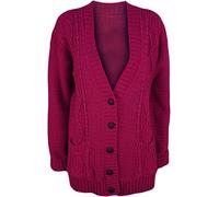 WearAll Womens Cable Knitted Button Cardigan Long Sleeve Ladies Boyfriend Top Sizes 8-14