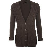 WearAll Womens Cable Knitted Button Cardigan Long Sleeve Ladies Boyfriend Top Sizes 8-14