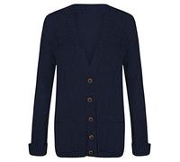 WearAll Womens Cable Knitted Button Cardigan Long Sleeve Ladies Boyfriend Top Sizes 8-14