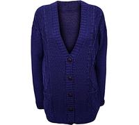 WearAll Womens Cable Knitted Button Cardigan Long Sleeve Ladies Boyfriend Top Sizes 8-14