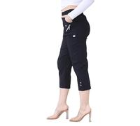 WearAll Womens Capri Trousers Ladies Three Quarter Soft 3/4 Cropped Pants UK Ladies Stretch Pull on Trousers Elasticated Waist Plus Size Summer Shorts (Navy, 22)