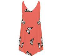 WearAll Women's Chiffon Butterfly Print Lined Sleeveless Dip Hem Vest Top - Coral - 22-24