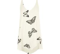 WearAll Women's Chiffon Butterfly Print Lined Sleeveless Dip Hem Vest Top - Cream - 22-24