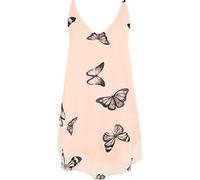 WearAll Women's Chiffon Butterfly Print Lined Sleeveless Dip Hem Vest Top - Nude - 18