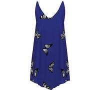 WearAll Women's Chiffon Butterfly Print Lined Sleeveless Dip Hem Vest Top - Royal Blue - 22-24