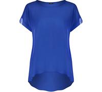 WearAll Women's Chiffon Dip Hem Sheer Short Sleeve Plain Long Top - Royal Blue - 20