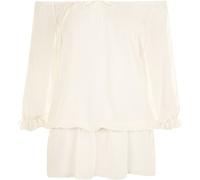 WearAll Women's Chiffon Gypsy Boho Sheer 3/4 Sleeve Off Shoulder Top - Cream - 26-28