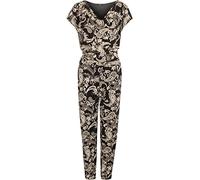 WearAll Women's Cowl Neck Sleeveless Paisley Print Pocket Belt Jumpsuit Pants - Black - 22-24