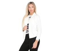 WearAll Womens Fine Knitted Striped Jumper Open Front Long Sleeve Cardigan Twin Set, Casual Pull Over Thick Soft Warm Knitwear Crew Neck Stripy Sweater 2in1 Tops Sweatshirt UK Size 8-16 Cream 16-18