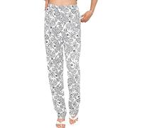 WearAll Women's Floral - Full Length Trouser Ladies Floral - Print Elasticated Waist Pants Paisley White 20
