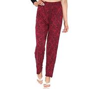 WearAll Women's Floral - Full Length Trouser Ladies Floral - Print Elasticated Waist Pants Paisley Wine - 18