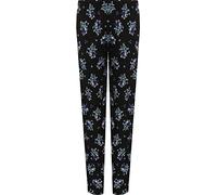 WearAll Women's Floral Full Length Trousers Ladies Print Elasticated Waist Pants - Black Blue - 20