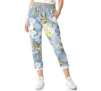 WearAll Women's Floral Print Drawstring Elasticated Trousers Ladies Jogging Bottoms Pants 8-22