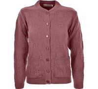 WearAll Women's Ladies Long Sleeve Button Top Aran Knitted Cardigan Button Clouse Crew Neck UK (18/20, Dusky Pink)