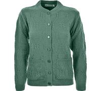 WearAll Women's Ladies Long Sleeve Button Top Aran Knitted Cardigan Button Clouse Crew Neck UK (22/24, Dusky Green)