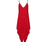 WearAll Women's Lagenlook Strappy Baggy Harem Jumpsuit Dress Top Playsuit - Red - 12-14