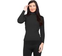 WearAll Womens Long Sleeve Knitted Polo Roll Neck Jumpers Ladies Lightweight Ribbed Turtle Neck Sweater Warm Winter Stretch Mock Neck Pullover Top Black 12-14