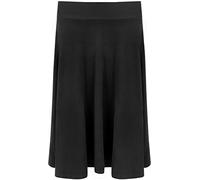 WearAll Women's Long Suede Look Knee-Length Stretch Flared Skirt - Soft Fabric Elastic Waist Vintage 70s Style Versatile & Comfortable Plus Size 14-28 - Black - 26-28