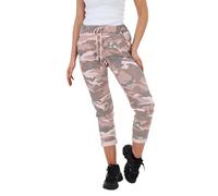 WearAll Women's Magic Trousers - Ladies Camouflage Army Print Italian Yoga Pants Lagenlook Jogger Active Casual Stretchy Joggers Jogging Pant Pink 14