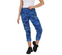 WearAll Women's Magic Trousers - Ladies Camouflage Army Print Italian Yoga Pants Lagenlook Jogger Active Casual Stretchy Joggers Jogging Pant Navy Blue 12