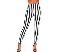 WearAll Women's Monochrome Contrast Stripe High Waist Stretch Leggings Ladies Elasticated - Black White - 12-14