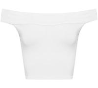 WearAll Womens Off Shoulder Plain Short Crop Bandeau Ladies Open Cowl Neck Top 8 - White - 10-12
