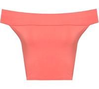 WearAll Womens Off Shoulder Plain Short Crop Bandeau Ladies Open Cowl Neck Top - Coral - 12-14