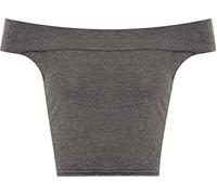 WearAll Womens Off Shoulder Plain Short Crop Bandeau Ladies Open Cowl Neck Top - Dark Grey - 12-14