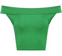 WearAll Womens Off Shoulder Plain Short Crop Bandeau Ladies Open Cowl Neck Top - Jade - 12-14