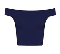 WearAll Womens Off Shoulder Plain Short Crop Bandeau Ladies Open Cowl Neck Top - Navy Blue - 8-10