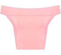 WearAll Womens Off Shoulder Plain Short Crop Bandeau Ladies Open Cowl Neck Top - Pink - 8-10