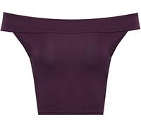 WearAll Womens Off Shoulder Plain Short Crop Bandeau Ladies Open Cowl Neck Top - Purple - 12-14