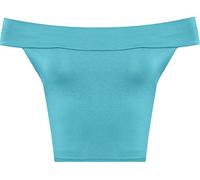WearAll Womens Off Shoulder Plain Short Crop Bandeau Ladies Open Cowl Neck Top - Turquoise - 12-14