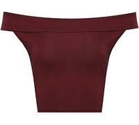 WearAll Womens Off Shoulder Plain Short Crop Bandeau Ladies Open Cowl Neck Top - Wine - 12-14