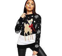 WearAll Women's Oversized Baggy Reindeer Long Sleeve Festive Ladies Christmas Jumper 8-22