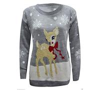 WearAll Women's Oversized Baggy Reindeer Long Sleeve Festive Ladies Christmas Jumper 8-22